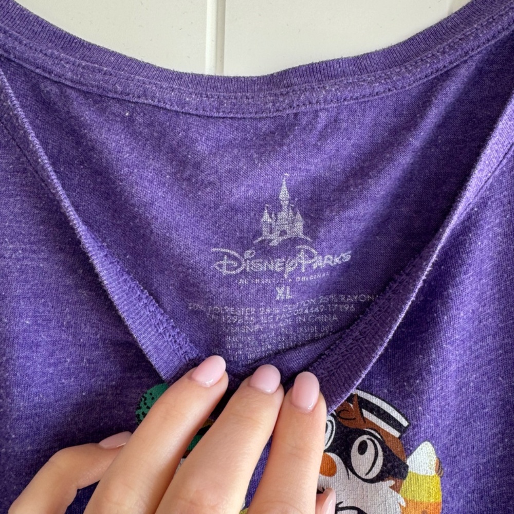 Disney Parks 2017 Mickey’s Halloween Party EVENT LE Chip and Dale Purple Shirt - Picture 4 of 7